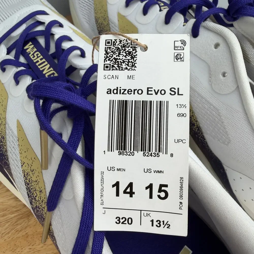 Adidas x Adizero EVO SL Washington Huskies Men’s Size 14 Sneakers JQ4578